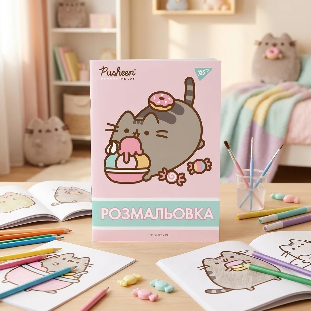 Розмальовка А4 12 сторінок "Pusheen" Yes