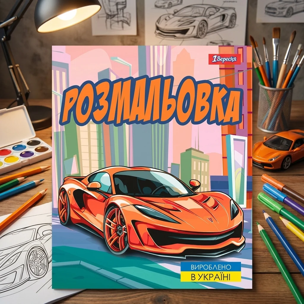Розмальовка А4 12 сторінок "Супер автомобілі" 1 Вересня
