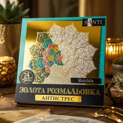 Розмальовка-антистрес Santi золота Mandala 24 аркуші