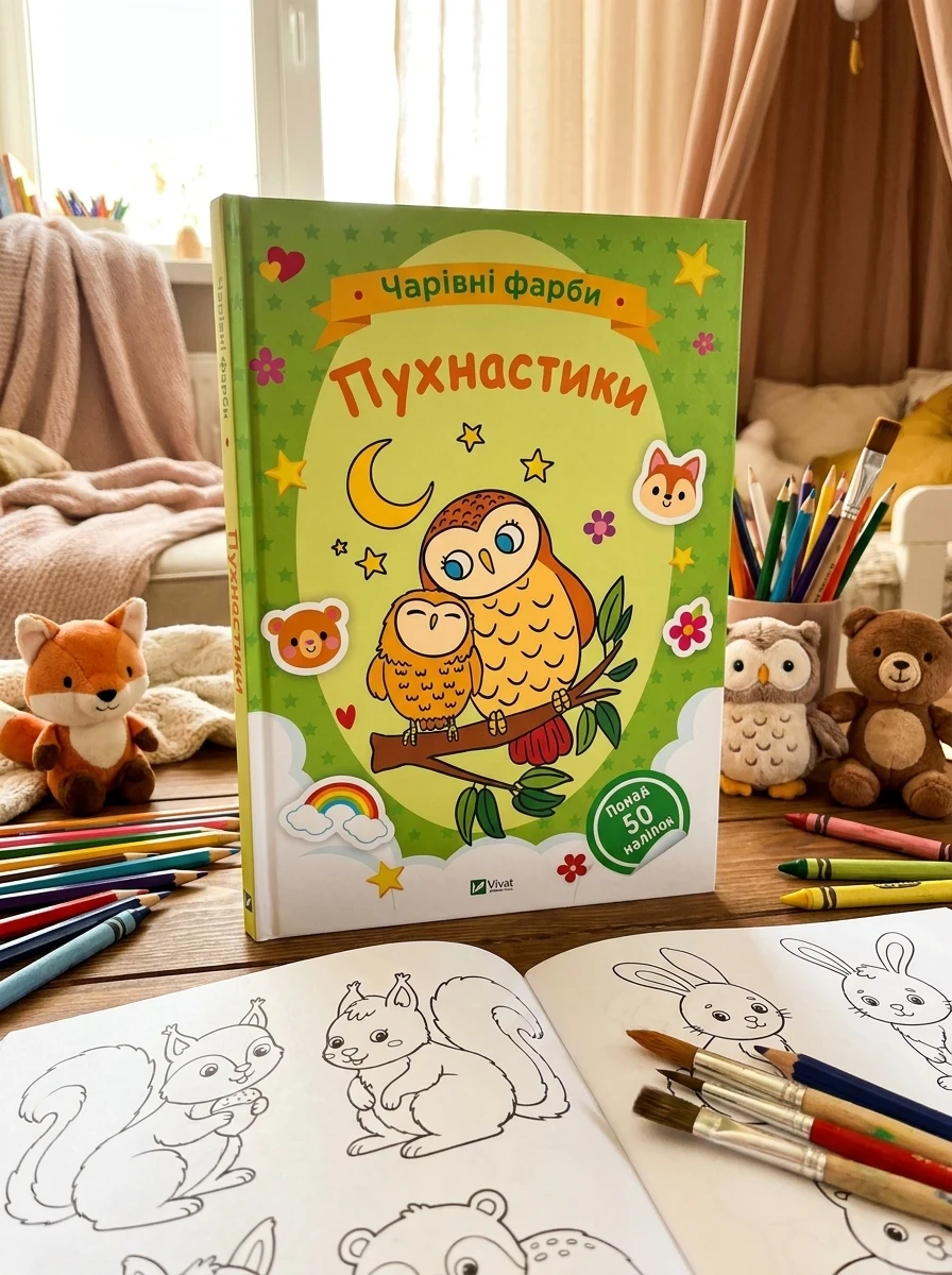 Розмальовка Чарівні фарби. Пухнастики