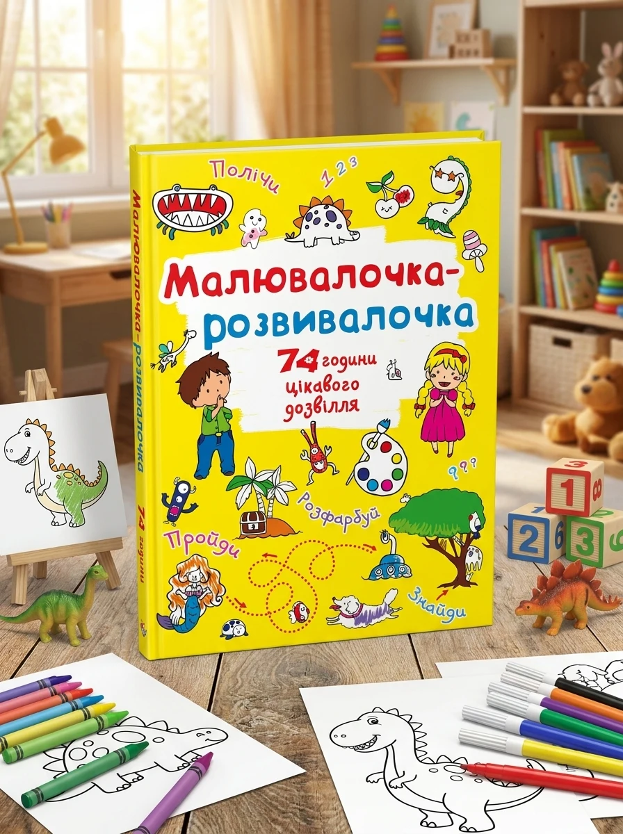 Розмальовка Малювалочка-розвивалочка Динозаврик