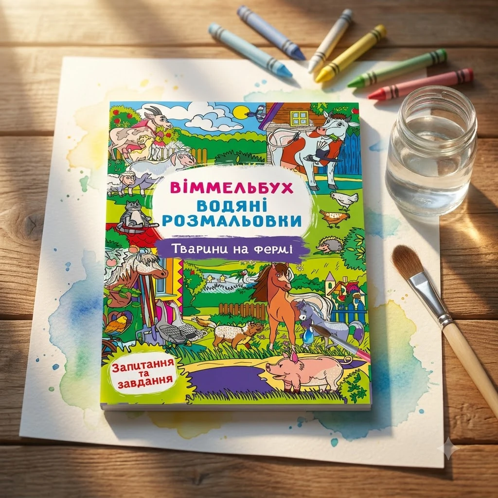 Розмальовка водна 24*33 см "Віммельбух. Тварини на фермі."