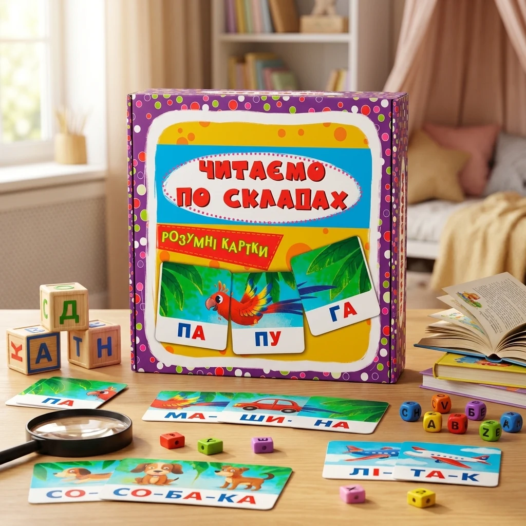Розумні картки. Читаємо по складах. 30 карток