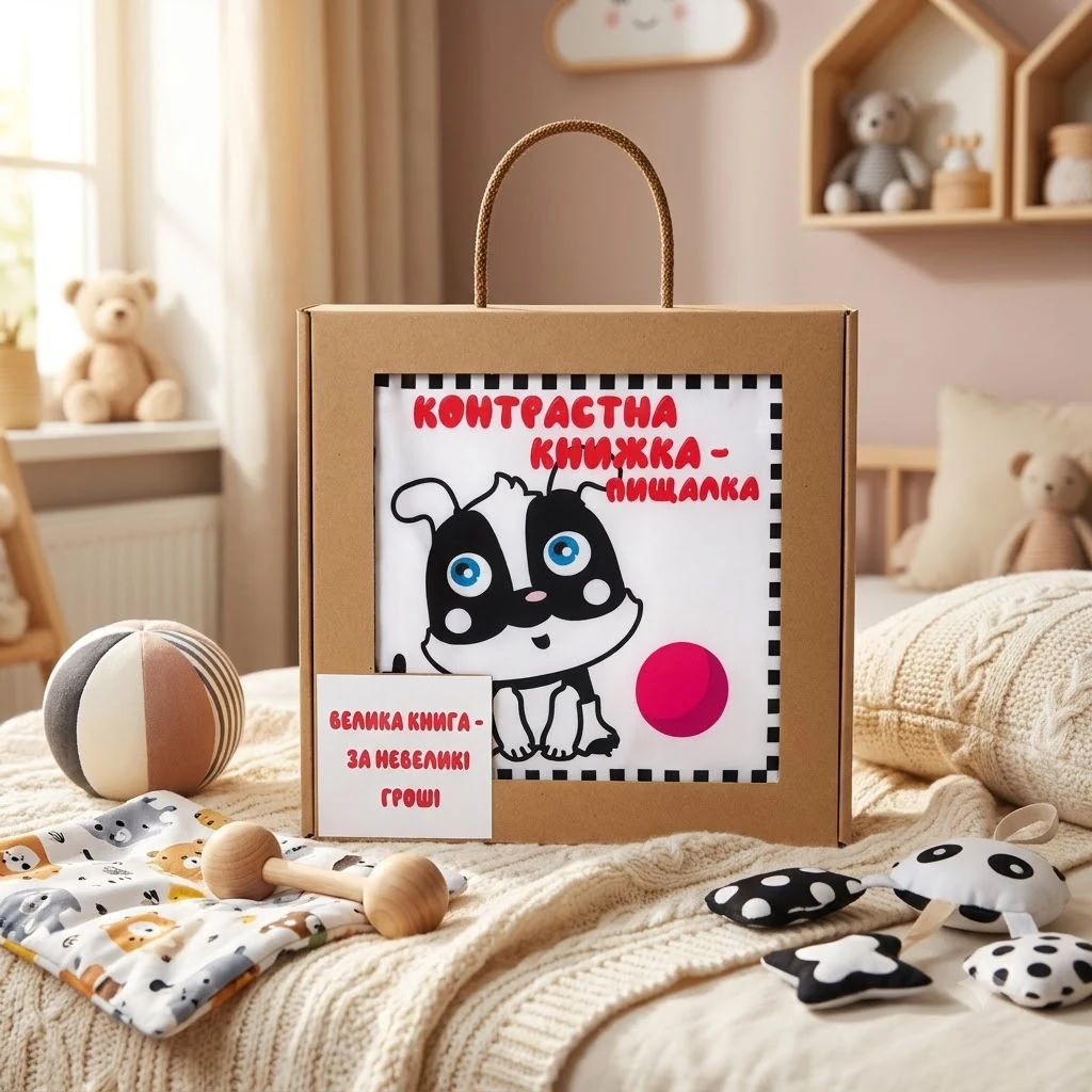Розвивайко.М'яка велика контрастна книжка. Грайливе цуценя. 0+ Книжковий Хмарочос