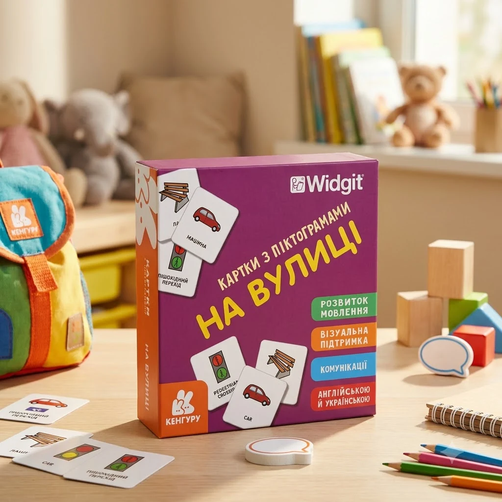 Розвивальна гра. Картки з піктограмами. На вулиці. 3+