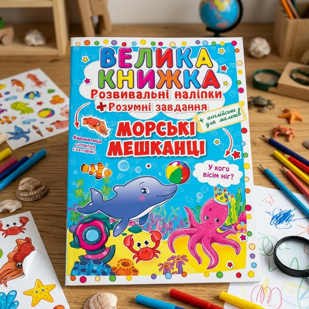 Розвивальні наліпки. Розумні завдання. Морські мешканці