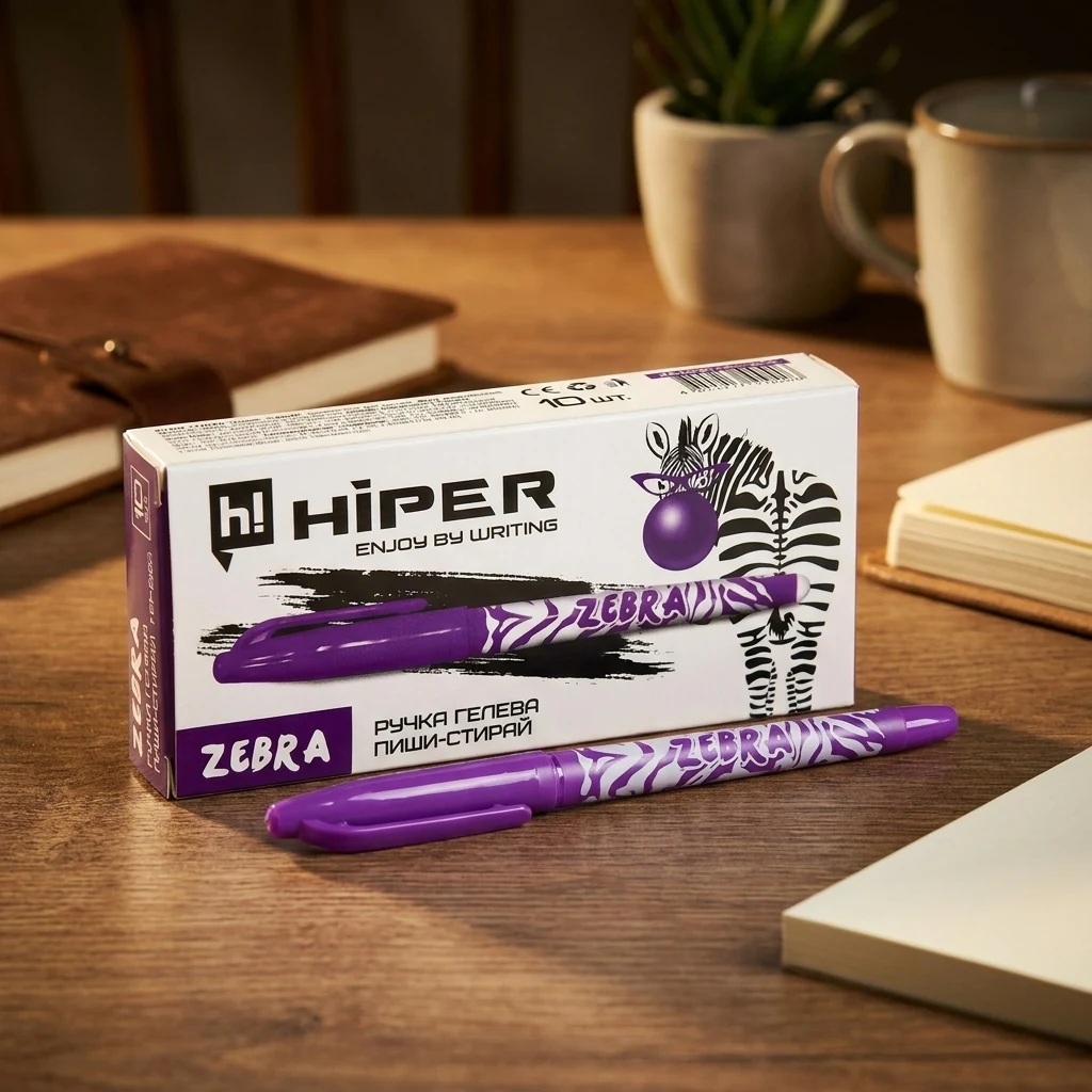 Ручка гелева пиши-стирай Hiper Zebra фіолетова — Ручки та олівці