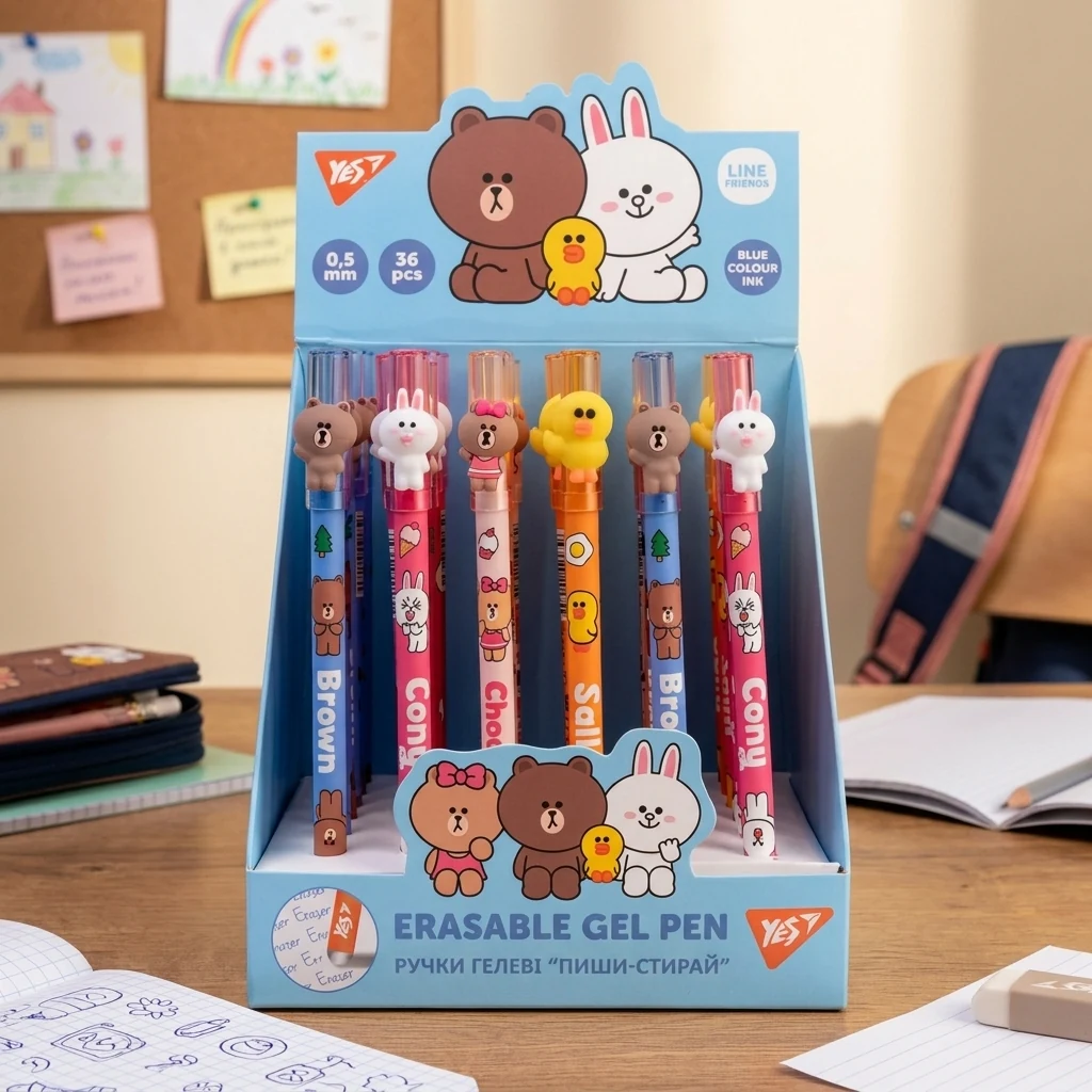Ручка гелева пиши-стирай "Line Friends" Yes