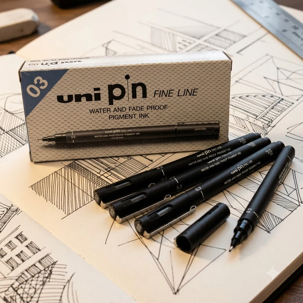 Ручка капілярна 0.3 мм чорна лінер "UNI" Pin-200