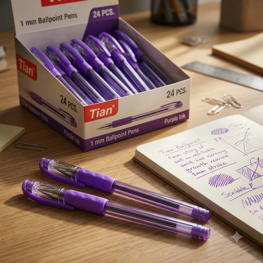 Ручка кулькова 1,0 мм фіолетова "Ball pen" Tian