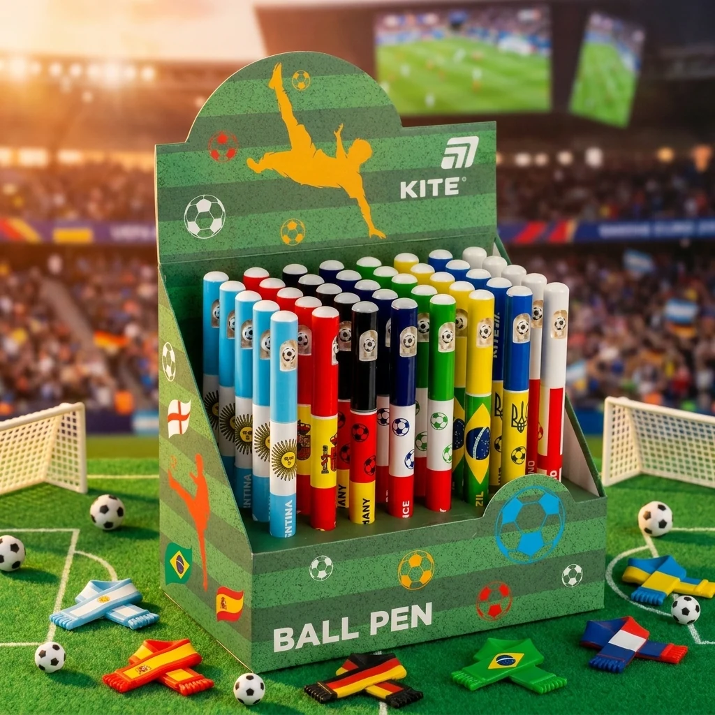 Ручка кулькова автомат "Football" синя Kite