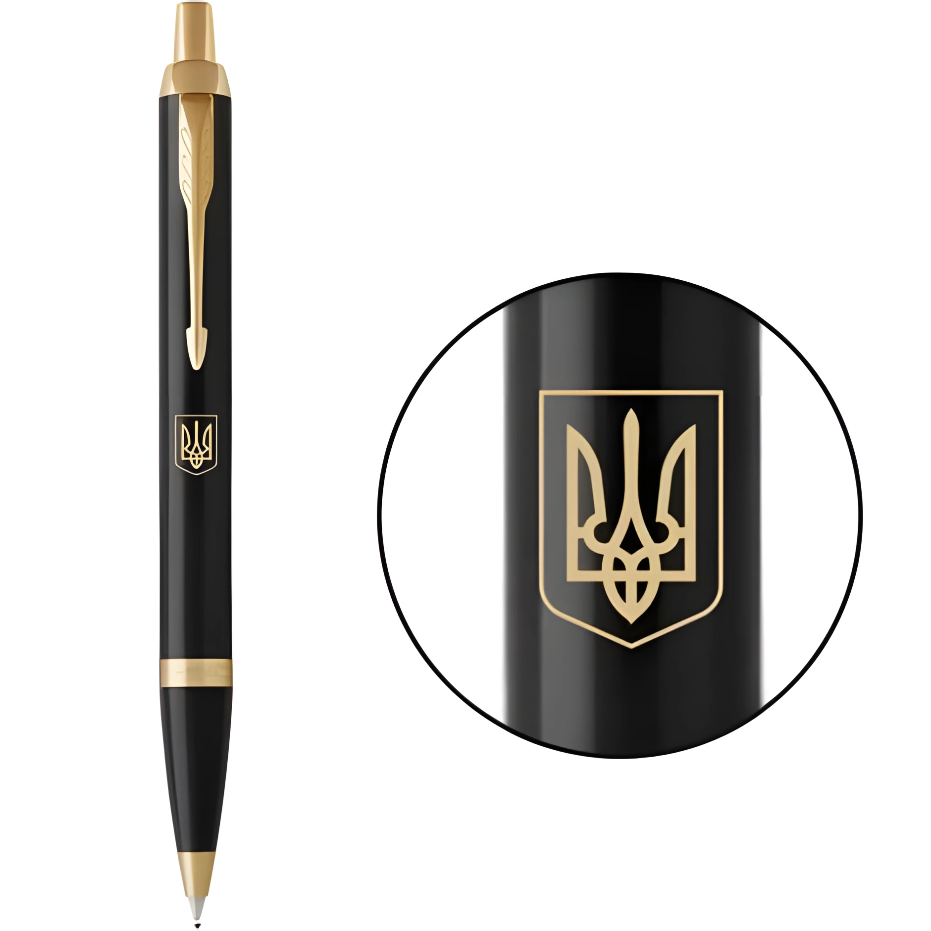 Ручка кулькова Parker IM 17 Ukraine Black GT з гербом — Ручки та олівці