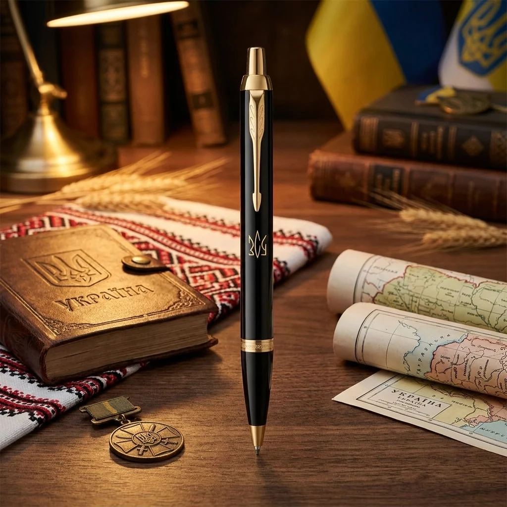 Ручка кулькова Parker IM 17 UKRAINE Black Тризуб ЗСУ 22032_T039y