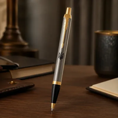 Ручка кулькова Parker IM 17 UKRAINE Brushed Metal Тризуб 22232_TR