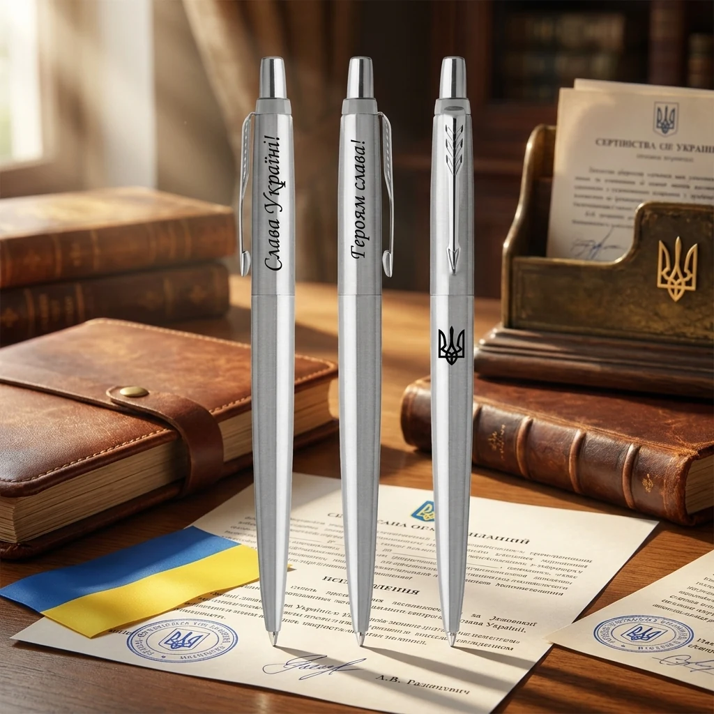 Ручка кулькова Parker Jotter 17 Ukraine SS CT BP Тризуб Слава Україні Героям Слава 16132_T210b