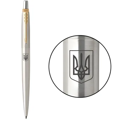 Ручка кулькова Parker Jotter 17 Ukraine SS GT BP Герб України 16032_T005b
