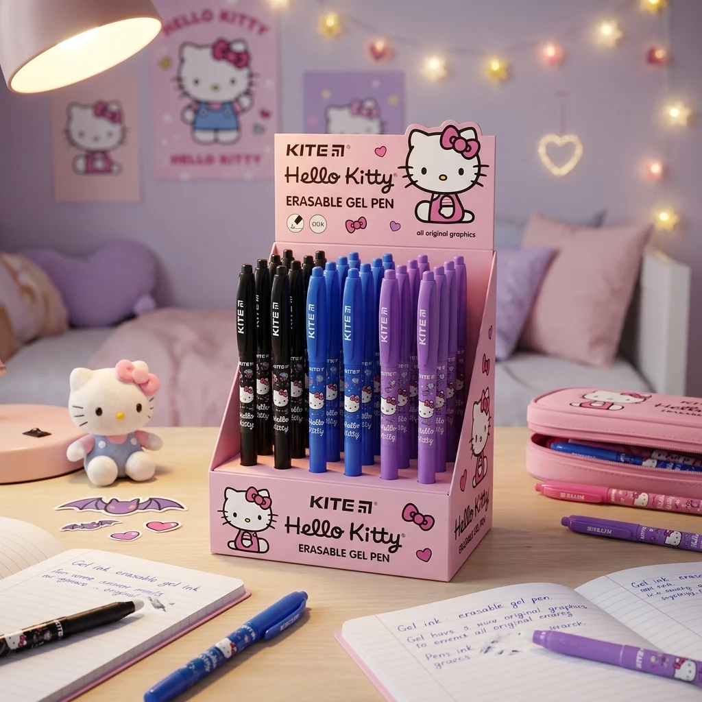 Ручка пиши-стирай гелевасиня синя Kite "Hello Kitty"