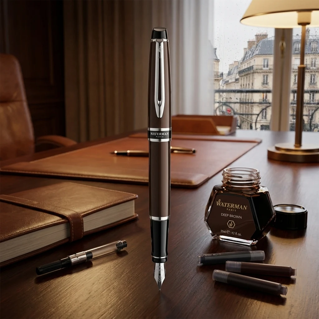 Ручкa Waterman Expert перо коричнева хром 10026
