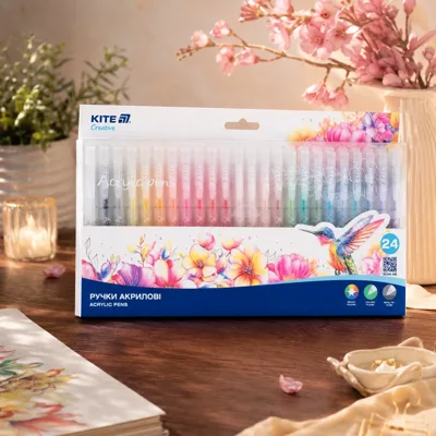 Ручки акрилові 24шт Kite Creative K-1296