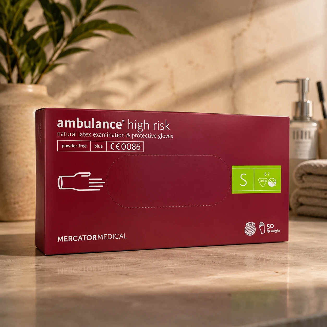 Рукавички латексні Ambulance High Risk S сині (25 пар) — Прибирання та інвентар