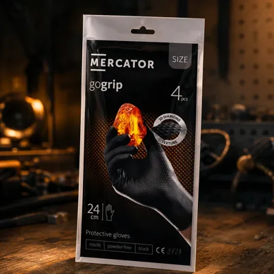 Рукавички нітрилові універсальні нестерильні неприпудрені Mercator gogrip® L black 4шт/уп  17209136
