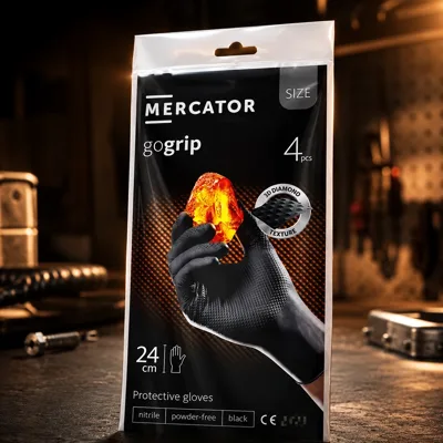 Рукавички нітрилові універсальні нестерильні неприпудрені Mercator gogrip® M black 4шт/уп  17209133