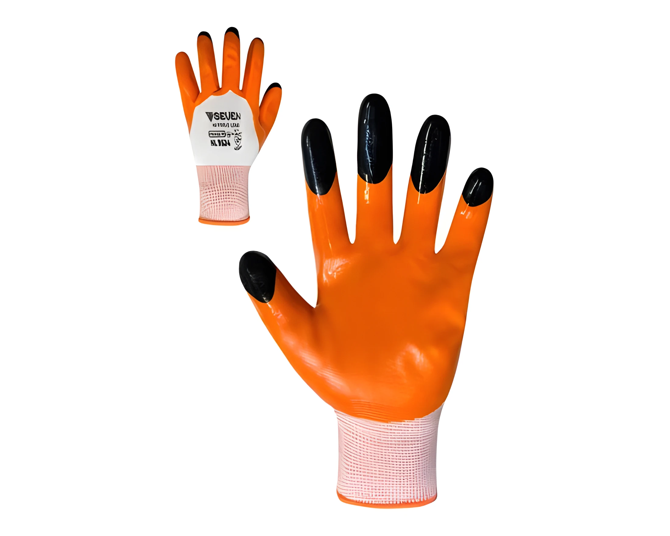Рукавички синтетичні білі з помаранчево-чорним нітриловим покритям 3/4 NL9524 б р.10 69524