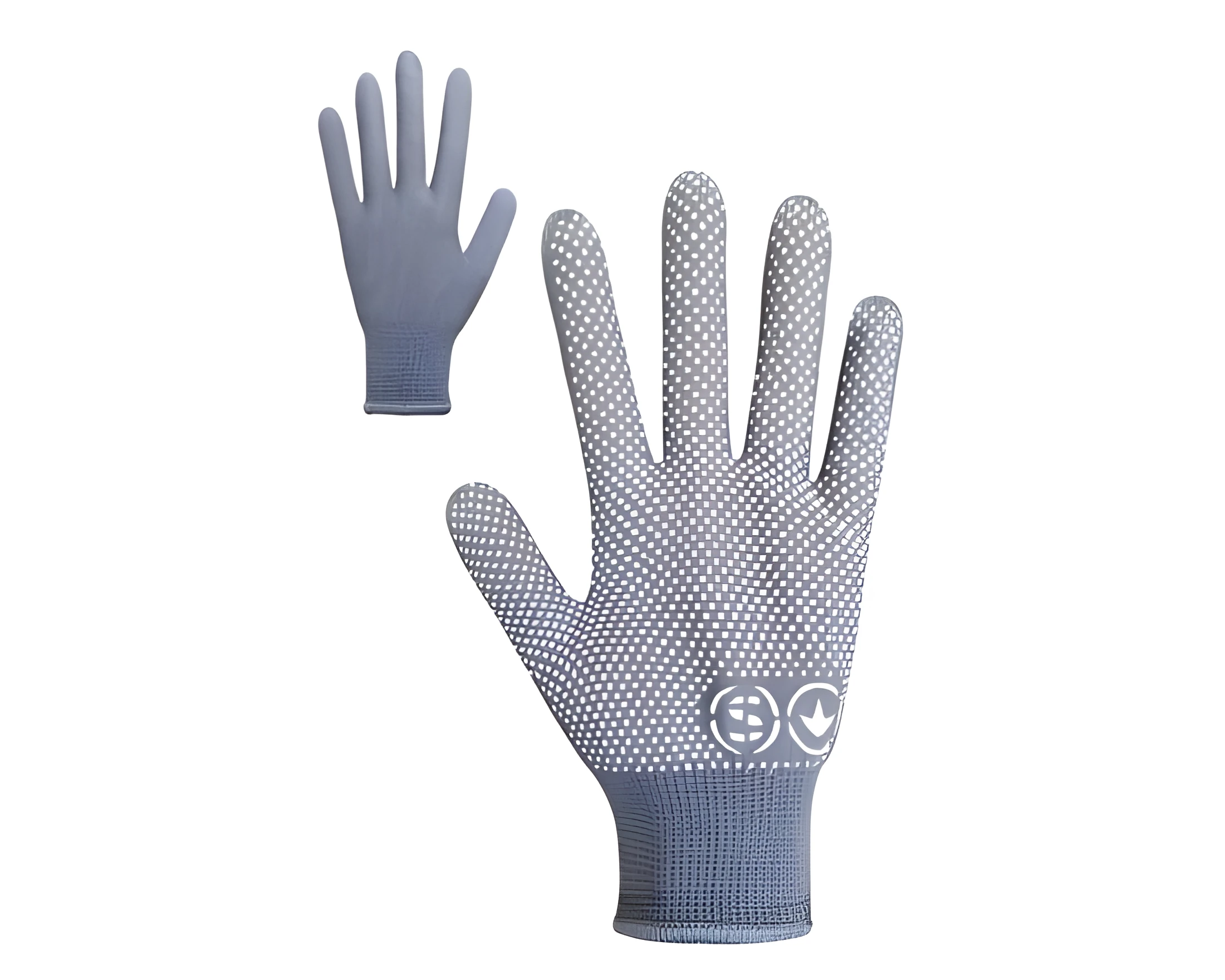 Рукавички синтетичні сірі з ПВХ крапкою р.9 б 69054