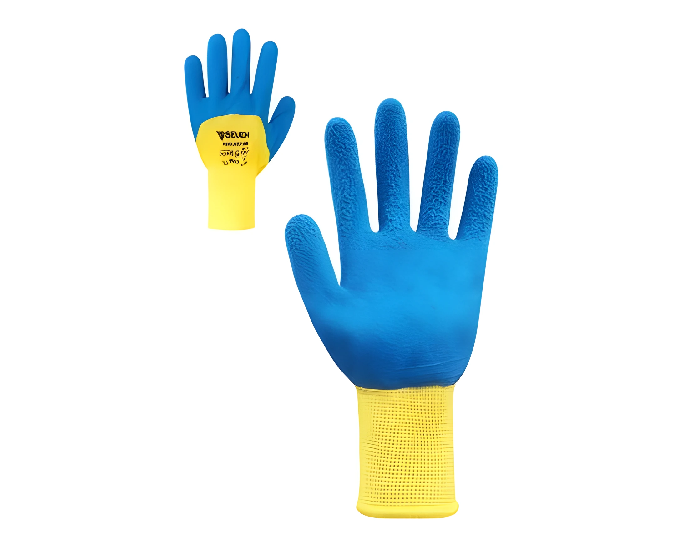 Рукавички синтетичні жовті з синім спіненим латексним покриттям 3/4 FL9053 б р.10 69053