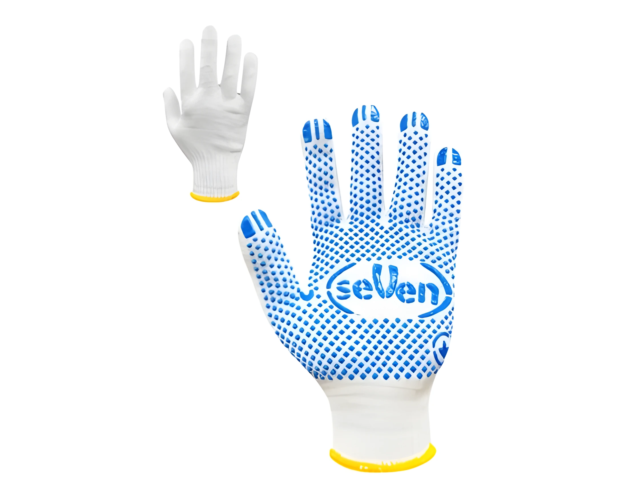 Рукавички трикотажні білі з ПВХ крапкою 78410 р.10 10 клас 3 нитки 69539