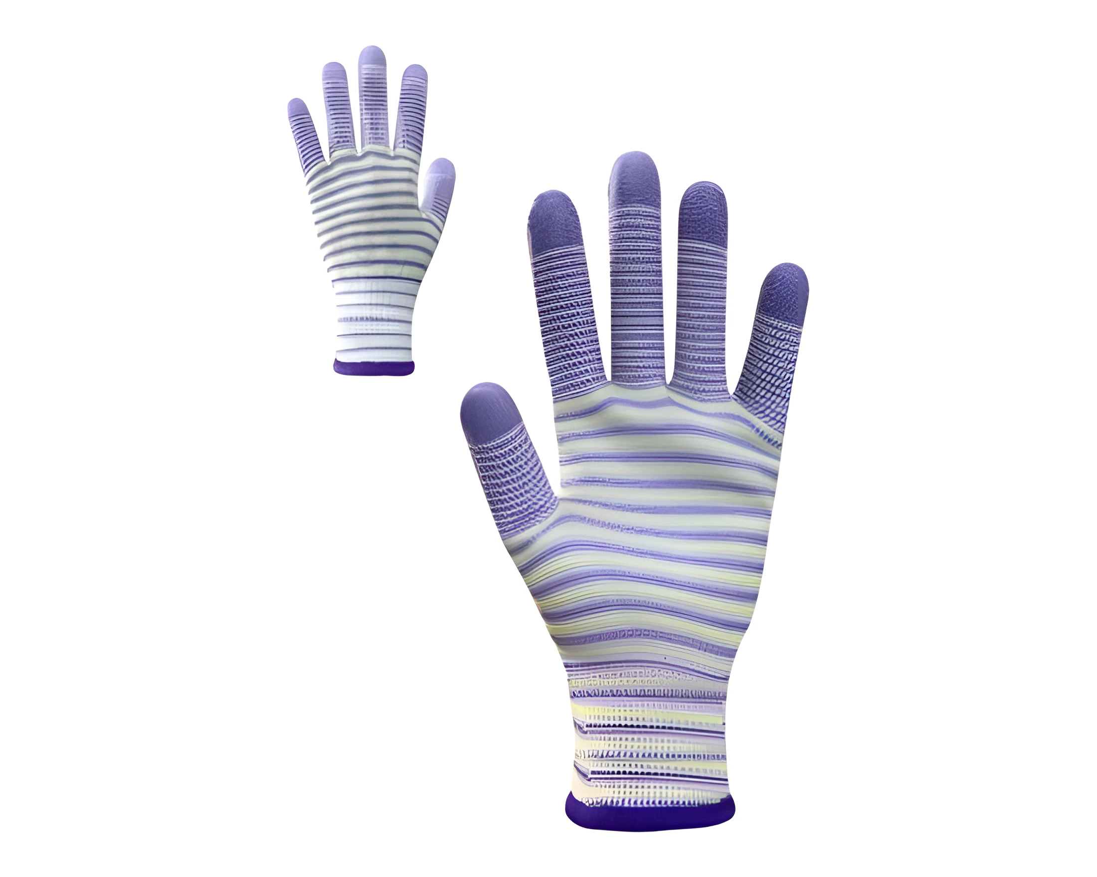 Рукавички жіночі синтетичні з поліуретановим покриттям кольорова смуга б р.8 69017