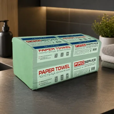 Рушник паперовий PRO service OPTIMUM V-скл зелений макулатурний 160 шт