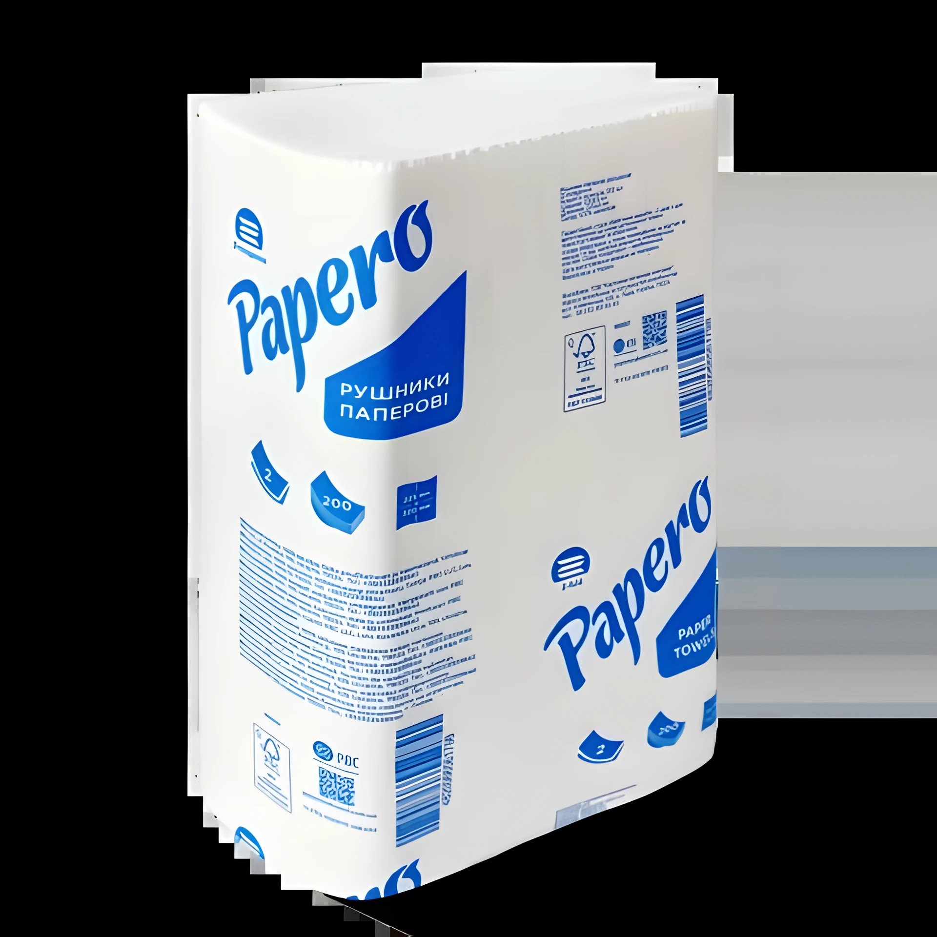 Рушники паперові целюлозні Papero Z-подібні білі 160 листів — Паперові вироби