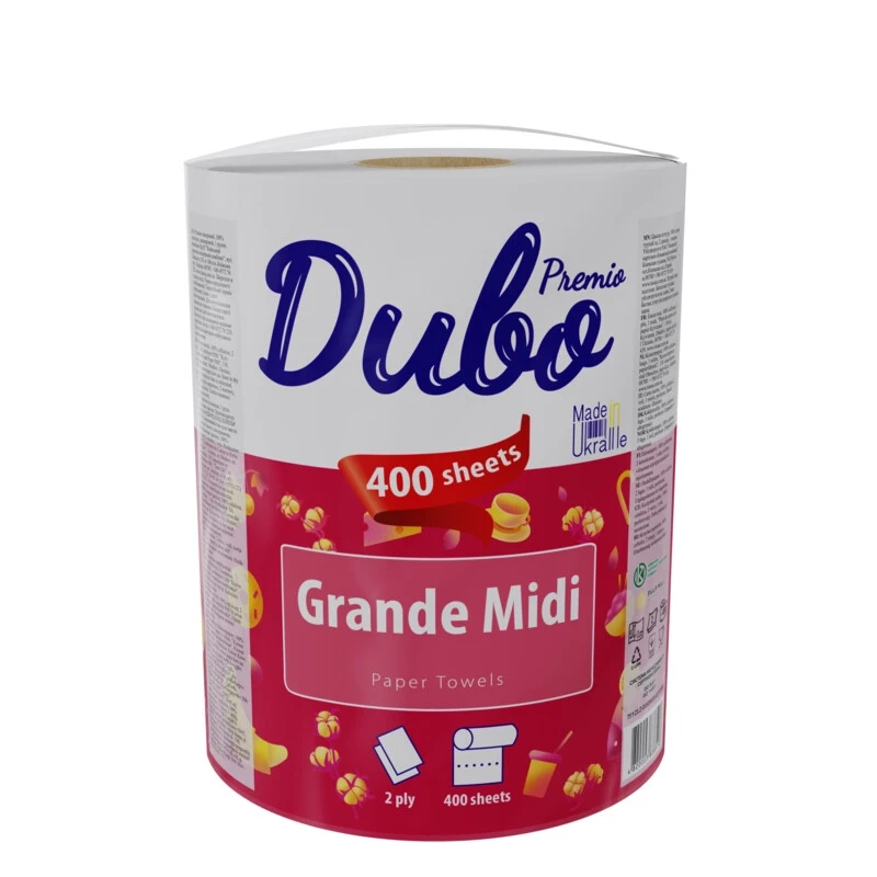 Рушники целюлозні Диво Premio XL на гільзі по1 рулоні 2шарові Grande Midi 38518
