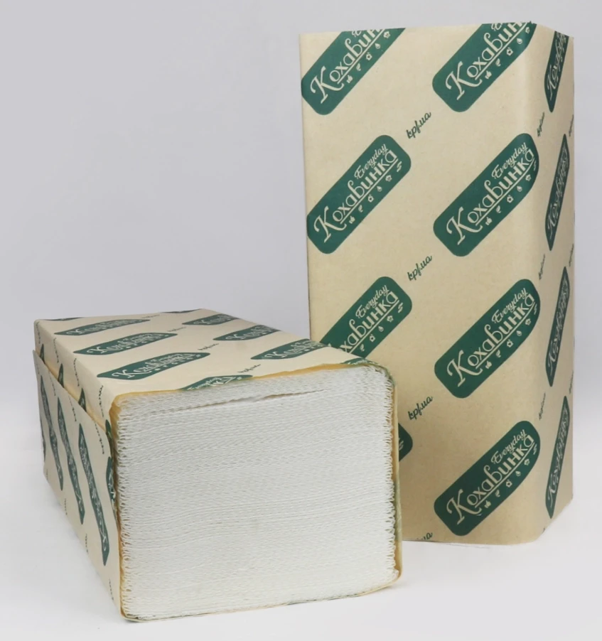 Рушники целюлозні V-подібні Кохавинка 23х25 см 160 листів 2-х шарові білі