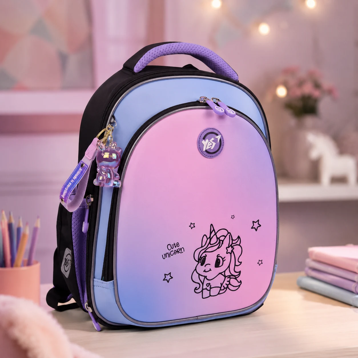 Рюкзак шкільний напівкаркасний YES S-109 Cute Unicorn — Рюкзаки та ранці