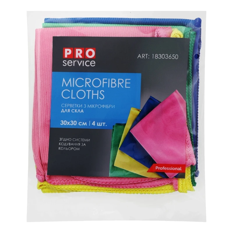 Серветка для прибирання PRO мікрофібра для скла Pure Glass Mix 4 шт