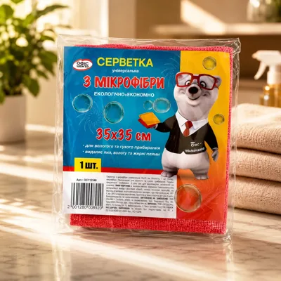 Серветка з мікрофібри універсальна 35х35 Офіс Центр 1шт ОС112246