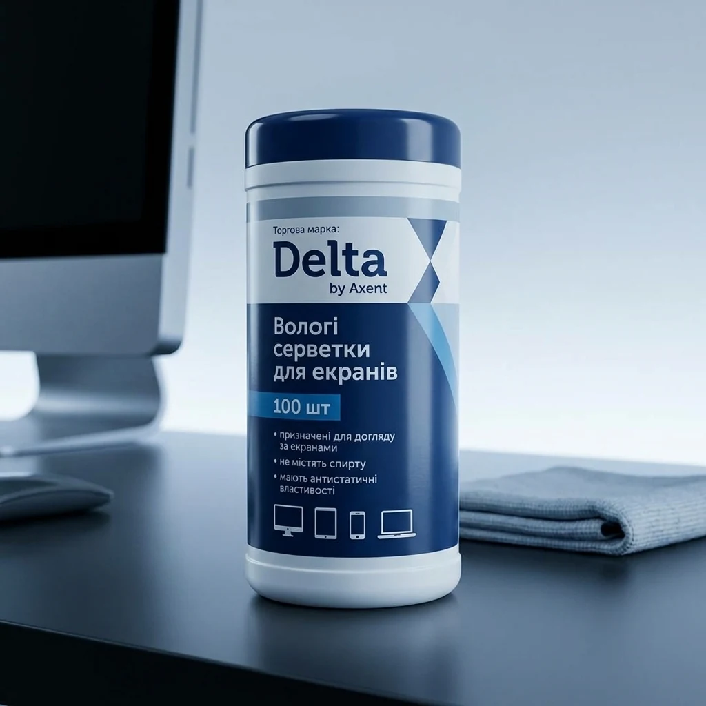 Серветки для очищення моніторів (бокс) "Delta by Axent" (100 шт)