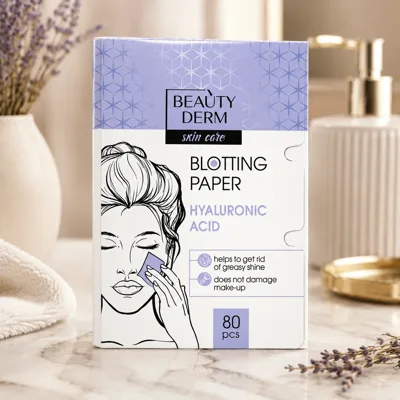 Серветки для обличчя матуючі Beauty Derm 80шт з гіалуроновою кислотою