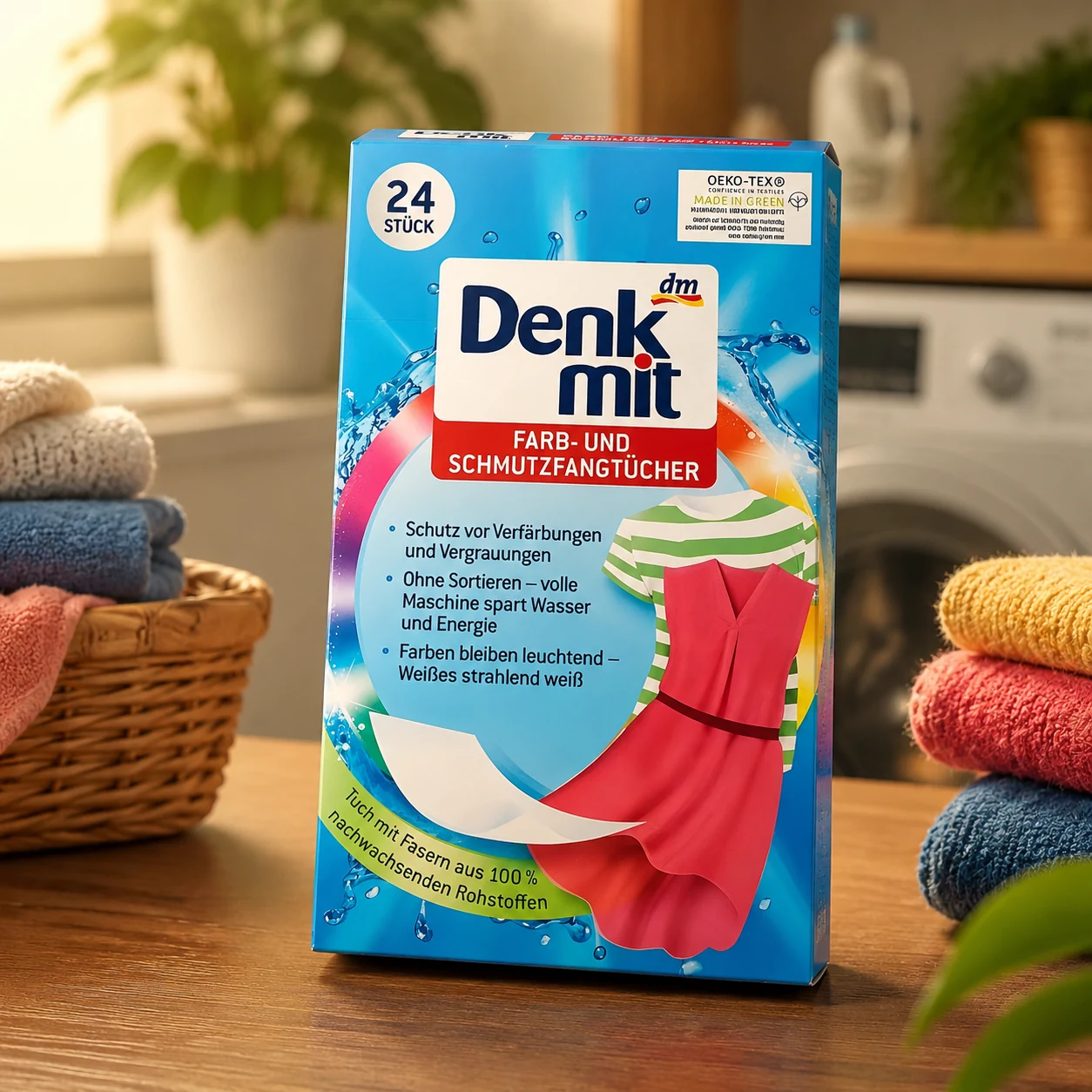 Серветки для прання кольорових речей Denkmit захист кольору — Побутова хімія