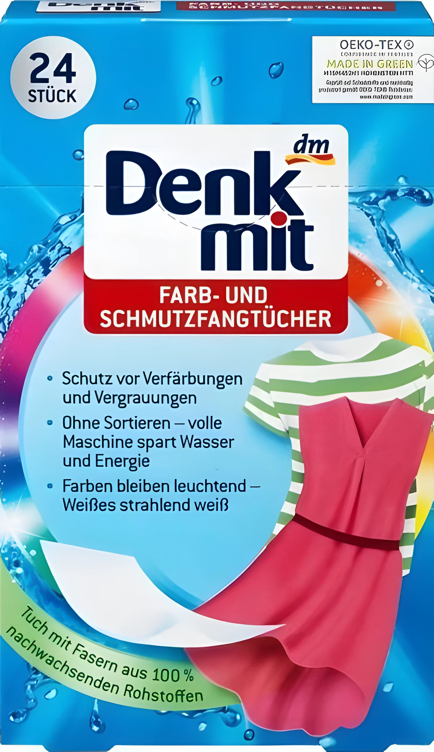 Серветки для прання кольорових речей Denkmit захист кольору 24 шт