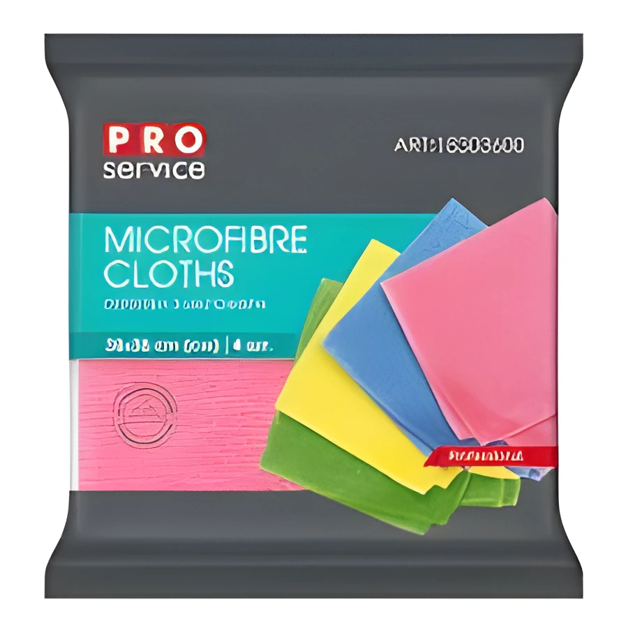 Серветки для прибирання PRO з мікрофібри універсальні 38х38  4шт різнокольорові