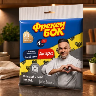 Серветки Фрекен БОК Акорд вологопоглинаючі целюлозні 4+1 шт