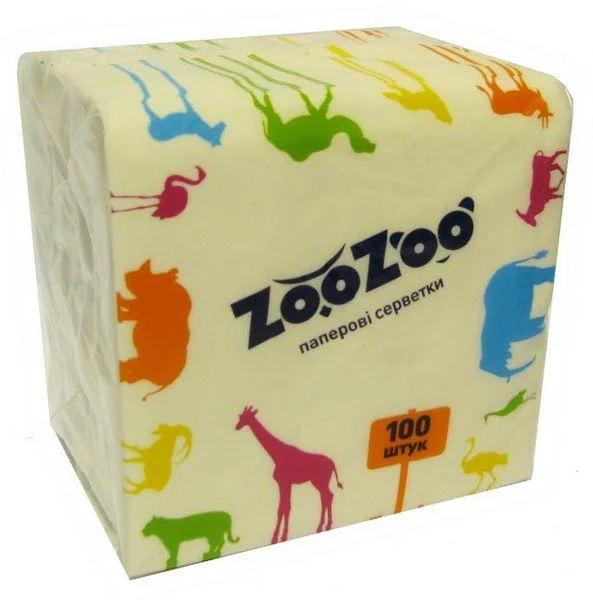 Серветки паперові білі Zoo Zoo (100 шт)
