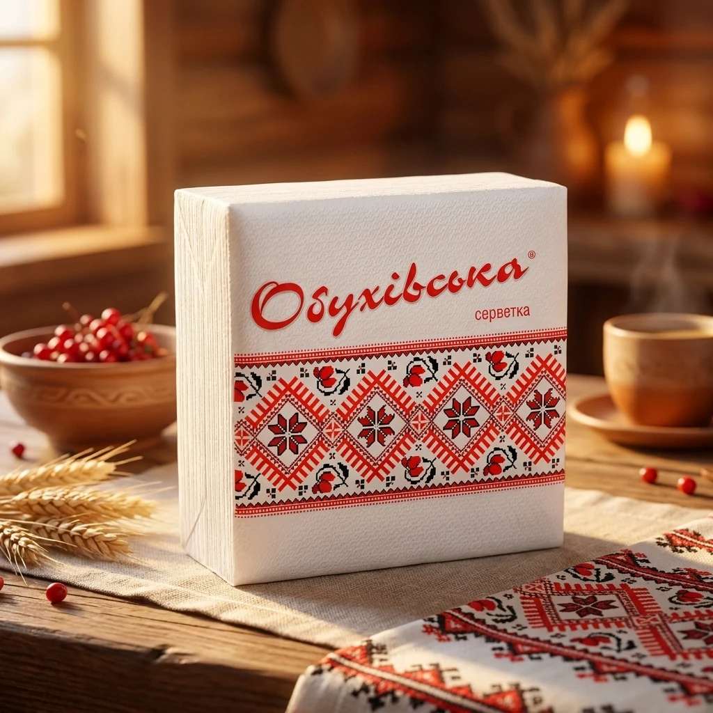 Серветки паперові Обухівська 1-шарові білі — Паперові вироби