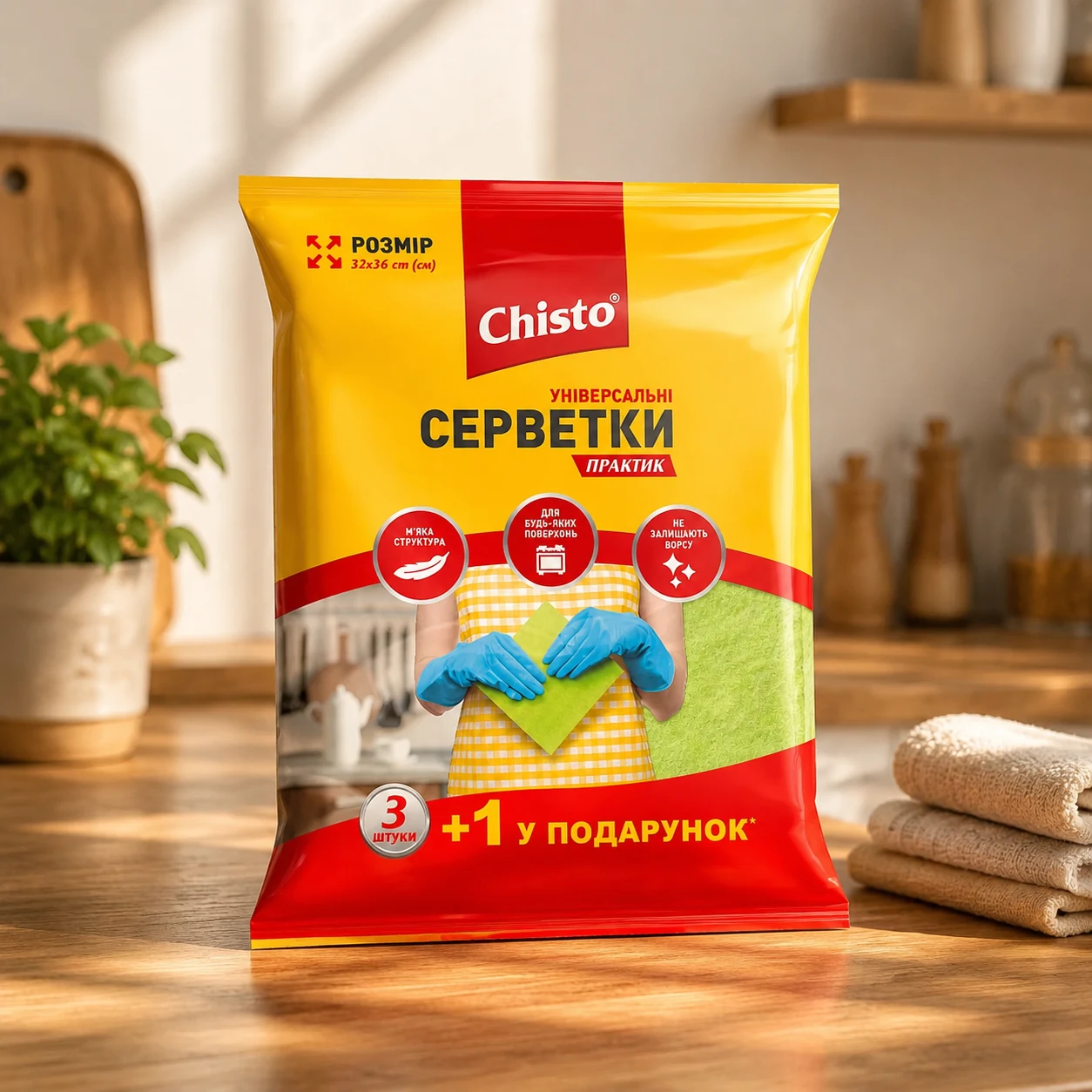 Серветки універсальні Chisto 3+1 шт — Прибирання та інвентар