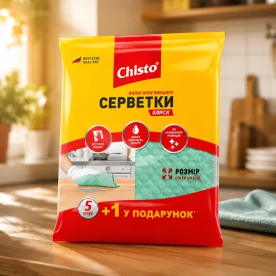 СЕРВЕТКИ вологопоглинаючі 5+1шт БЛИСК Chisto