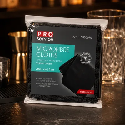 Серветки з мікрофібри PRO service BAR AREA універсальні чорні 5 шт