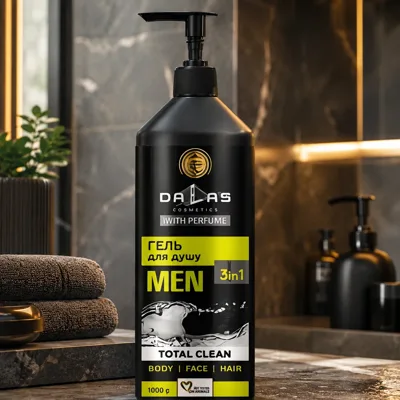 Шампунь-гель для душу 3 в1 Dalas Total clean для чоловіків 1000г 721280